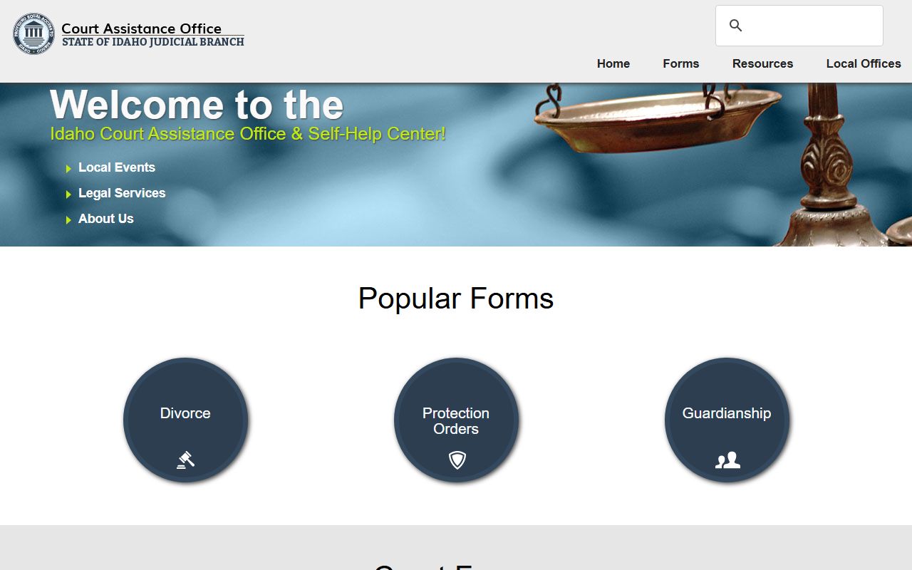Owyhee County court dockets Idaho Court Assistance Office forms page