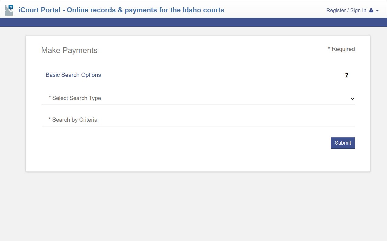 Owyhee County court records iCourt Make Payments dashboard