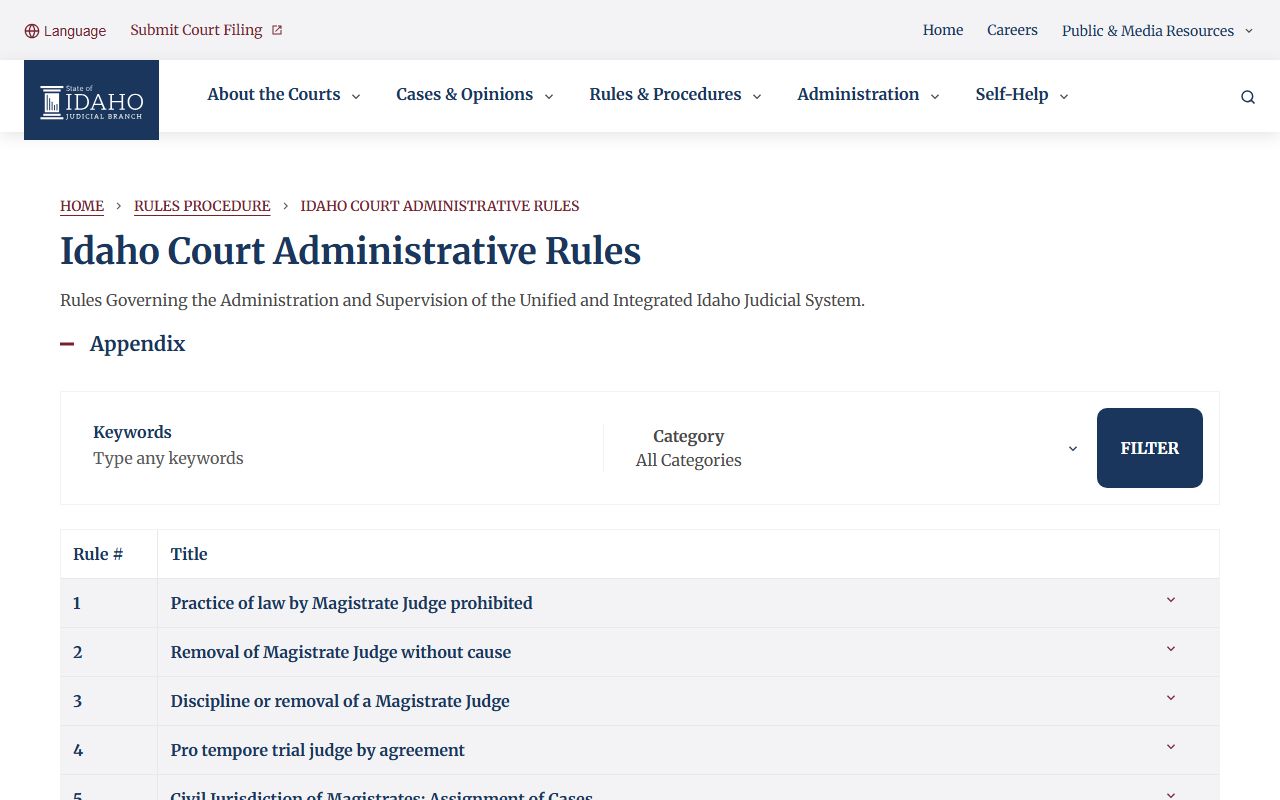 Owyhee County court records Idaho Court Administrative Rules