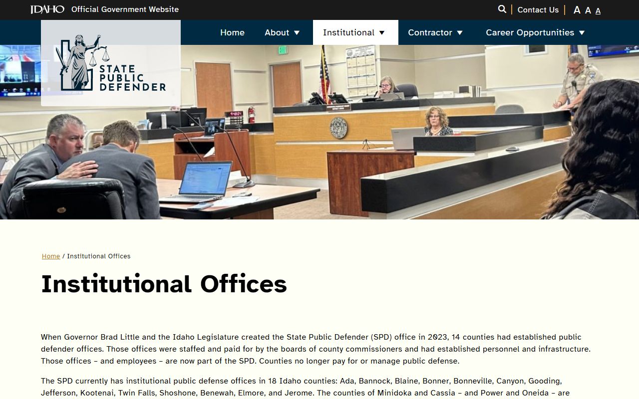 Owyhee County criminal court records Idaho State Public Defender institutional offices