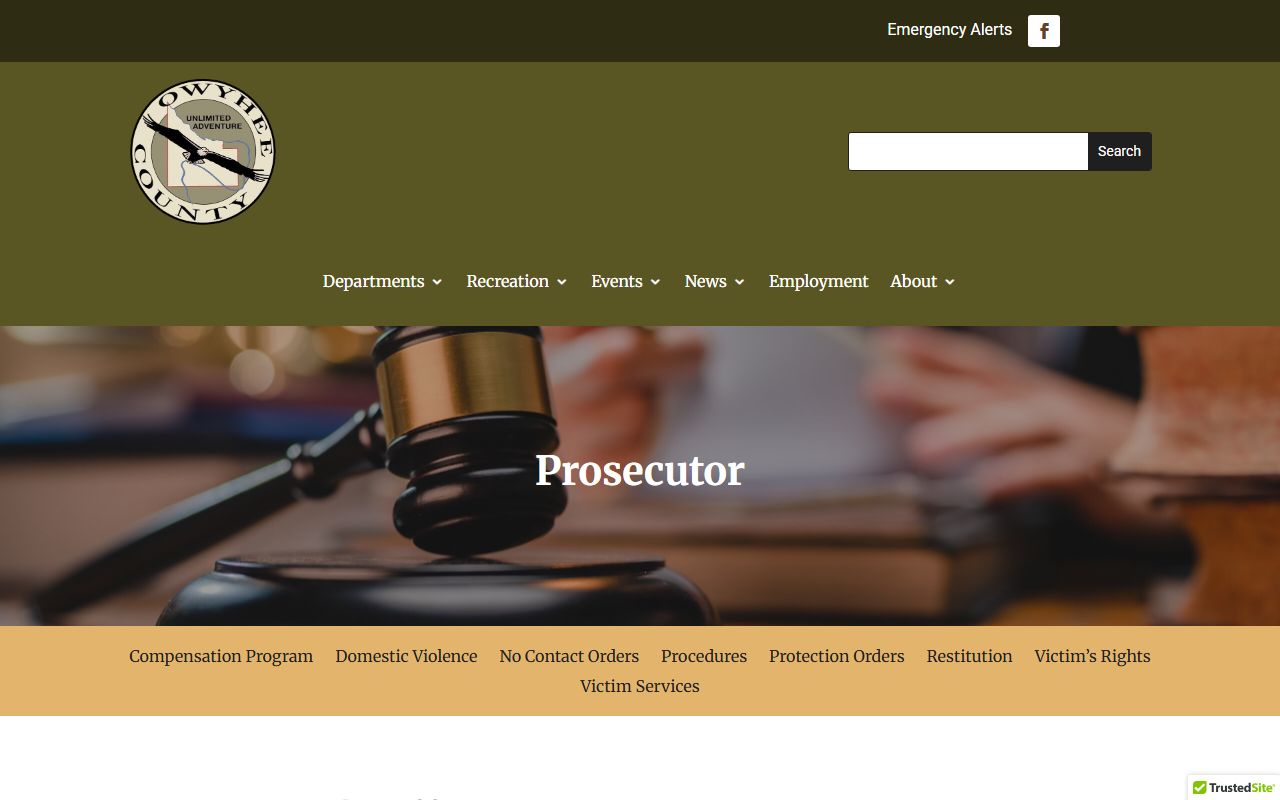 Owyhee County Prosecutor page for criminal charging authority