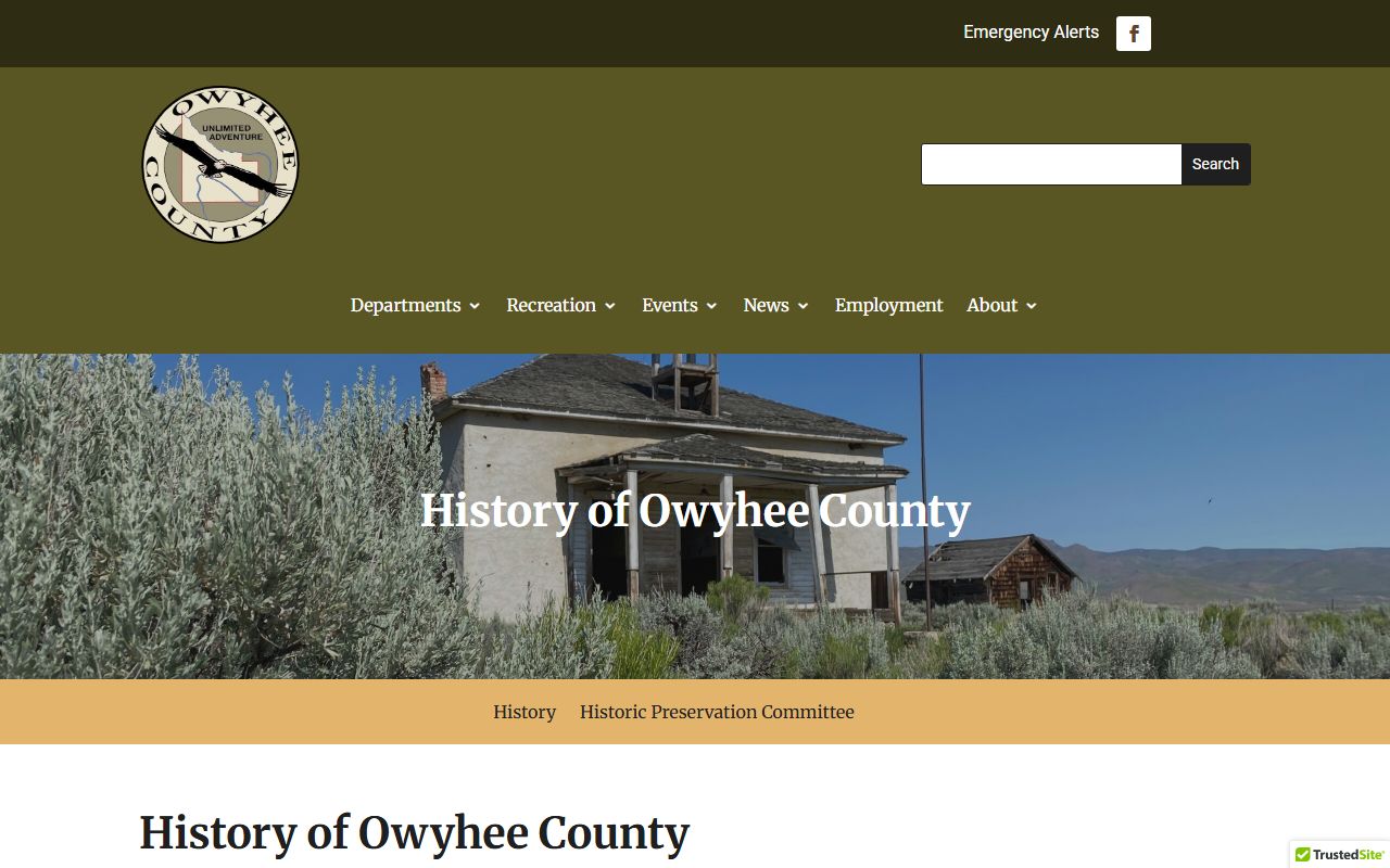 Owyhee County District Court local history page