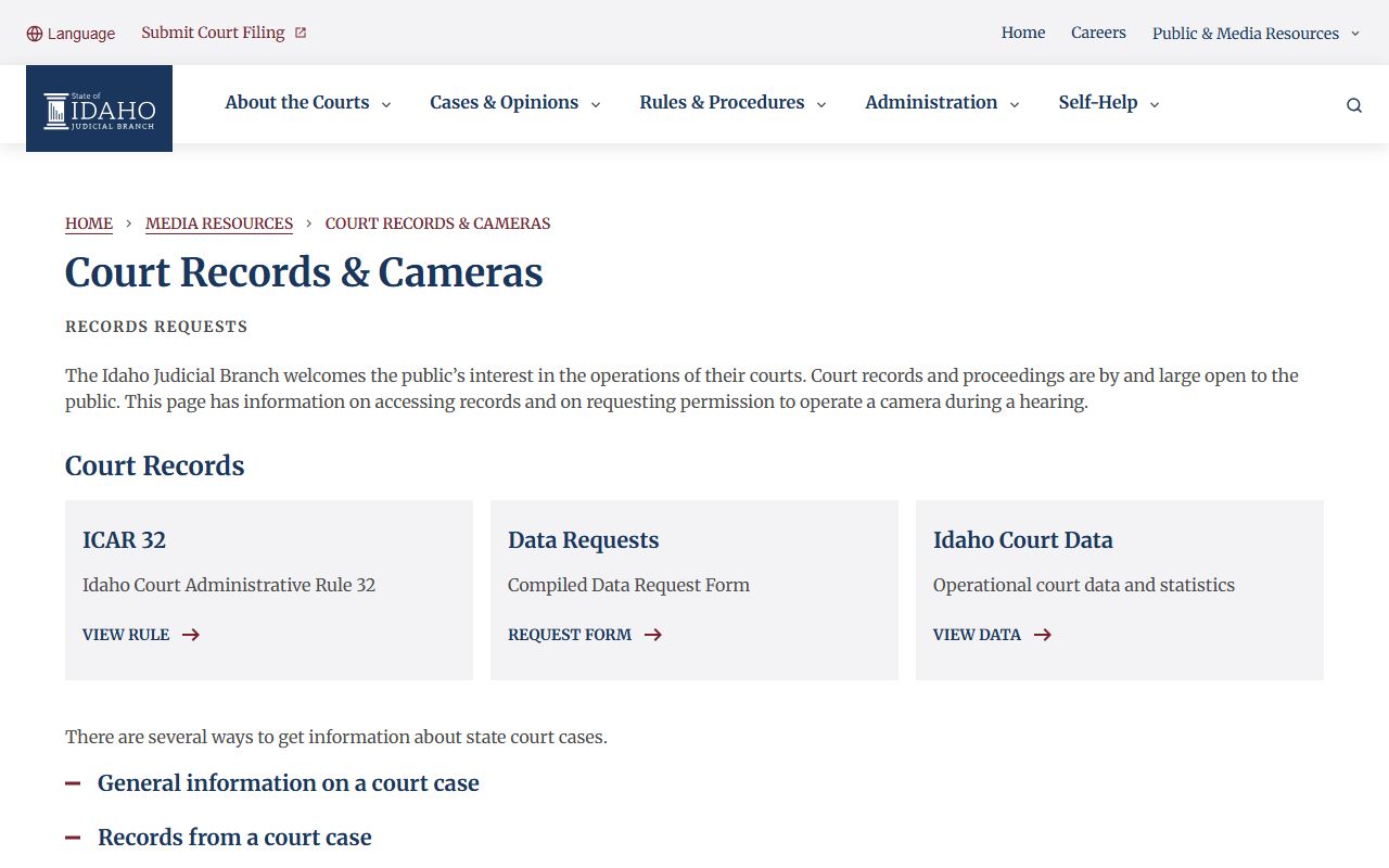 Owyhee County court records public access and Rule 32