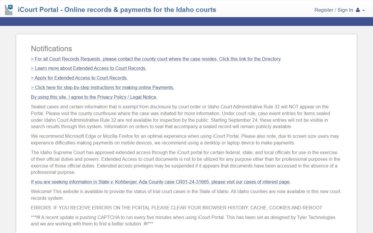 Owyhee County court records iCourt portal