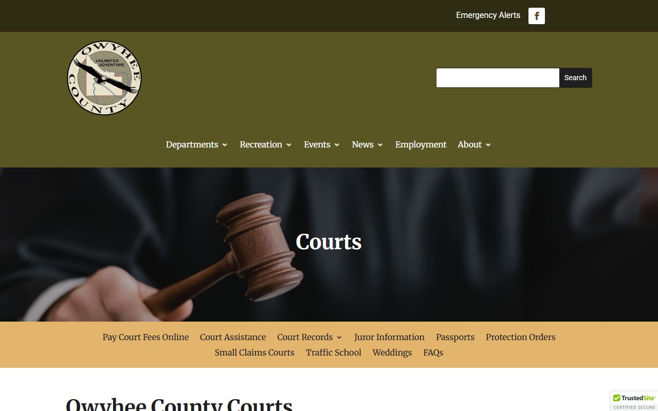 Owyhee County court records courts page