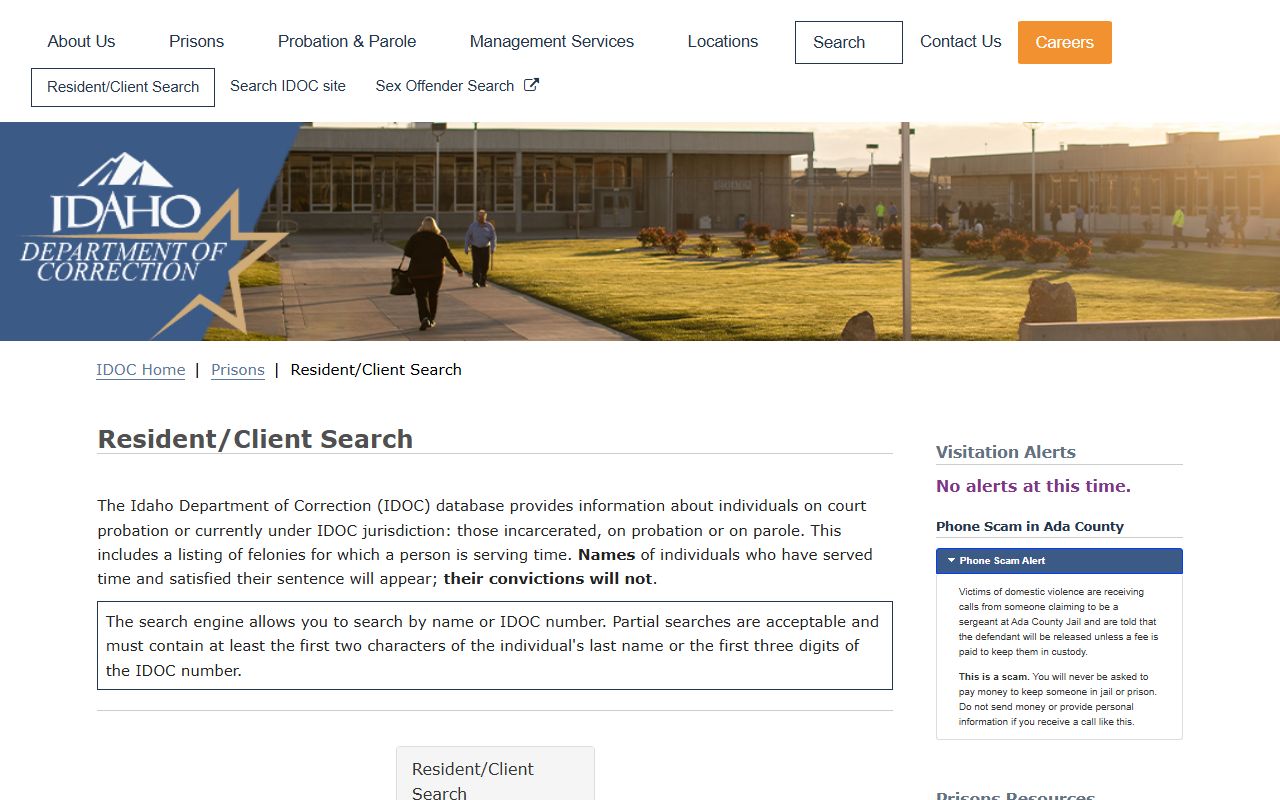 Owyhee County inmate records and Idaho Department of Correction search