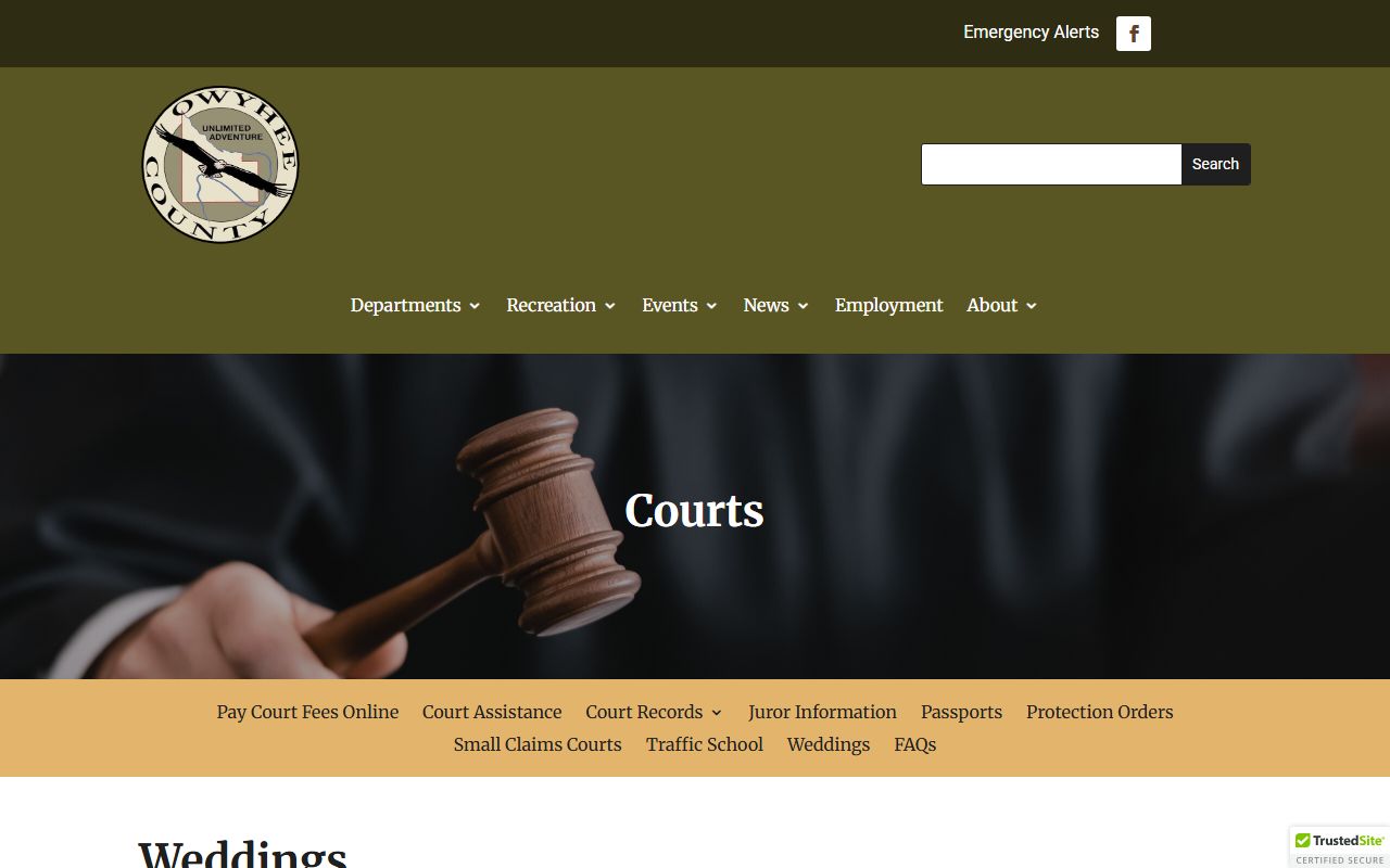Owyhee County marriage records court weddings page