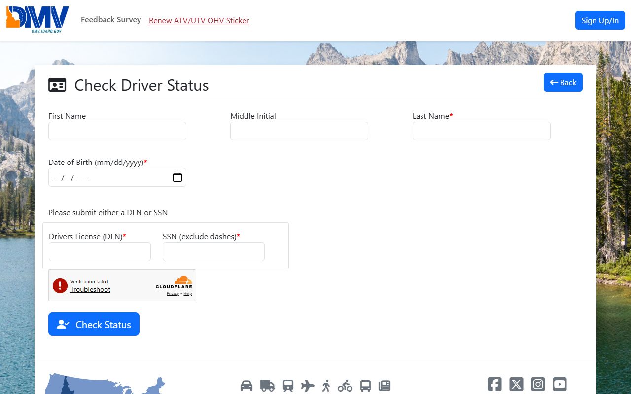 Owyhee County traffic court records and Idaho DMV driver status check