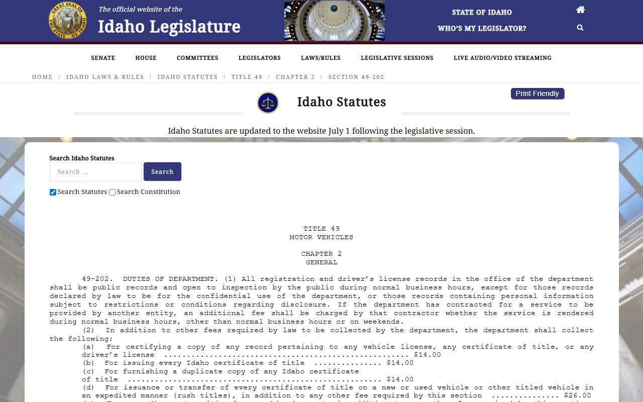 Owyhee County traffic court records and Idaho motor vehicle records authority