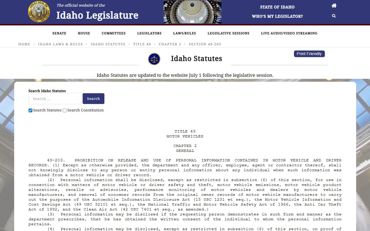 Owyhee County traffic court records and Idaho driver record confidentiality