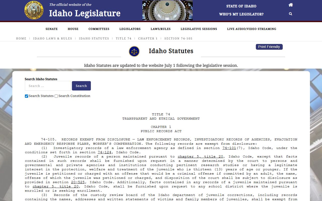Owyhee County warrant records and Idaho investigatory records exemption
